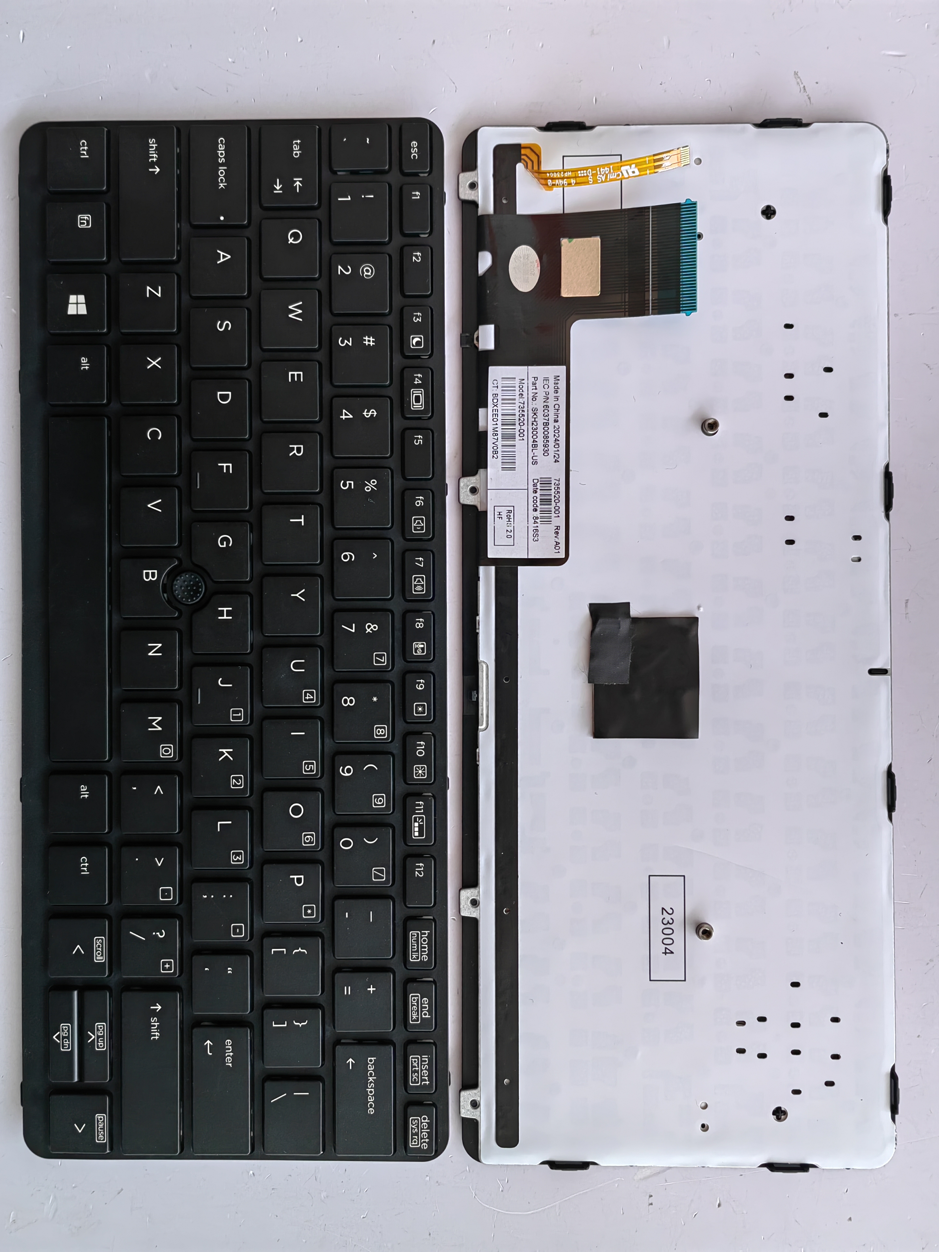 Picture of New Replacement Laptop Keyboard For HP 820G1/820G2/725G1/725G2 BLACK FRAME BLACK With Point Backlit (OEM) US Layout